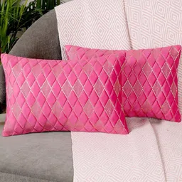 monkdecor Designer Rectangle Cushion Covers 12x18 Set of 1 | Premium Velvet Sofa Throw Pillow Covers | Stylish Modern Home Dcor | Rani Color image 3