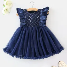 Mark & Mia Sleeveless Sleeveless Frock Style Onesie with Sequin Detailing - Blue-picture-18