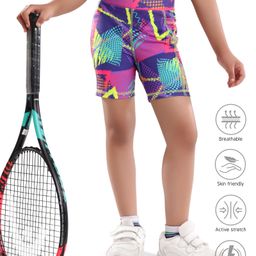 Pine Active Cycling Shorts With Abstract Print - Purple-picture-21