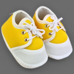 Neska Moda Colour Blocked With Lace Up Closure Booties - Yellow & White-picture-22