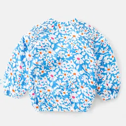 Babyhug Rayon Knit Full Sleeves Top With Floral Print - Blue image 2