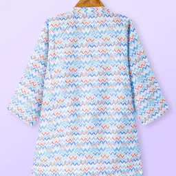 Babyhug Cotton Woven Full Sleeves Kurta Dhoti Set With Abstract Print- Blue image 3