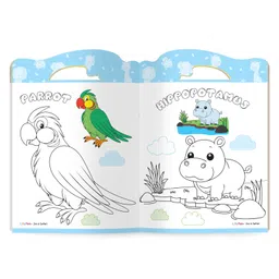 little masters Carry Me Zoo & Safari, Fairy & Unicorn and Park & Playground Colouring Books for Kids Fun Animal and Fantasy-Themed Copy Colouring Books with Handle for Easy Carrying-English image 3