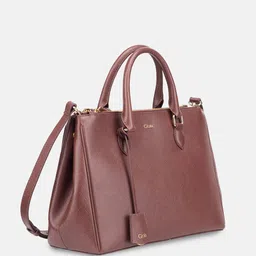 GIOIA Women Solid Structured Tasselled Leather Handheld Bag image 5