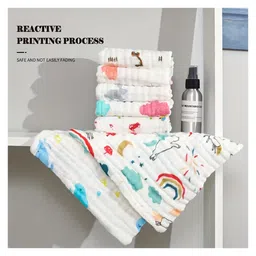 SYGA PACK OF 5 Baby Napkin Six-Layer Gauze 30 * 30 Printed Design Square Scarf Five Baby Small Square Scarf image 4
