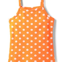 Babyhug 100% Cotton Singlet Sleeves Slips With Polka Dots & Bunny Print Pack of 3 - Pink Navy Blue & Orange image 4