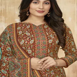DRAVINAM Trends Ethnic Motifs Printed Unstitched Dress Material image 2