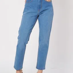 VRONE Women Comfort Regular Fit Mid-Rise Slash Knee Light Fade Stretchable Jeans-picture-13