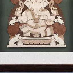 Exotic India Brown & Beige Wooden Carved Wall Art image 2