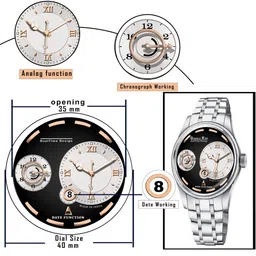 DOUBLERUN Men Chronograph Dial Megnetic Strap Analogue Multi Function Watch H05NNN16005 image 4