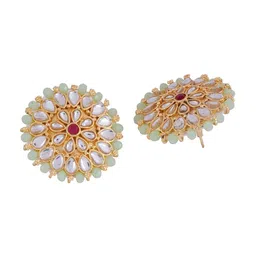 Shoshaa Gold-Plated White & Lime Green Onyx-Studded & Beaded Handcrafted Jewellery Set image 4