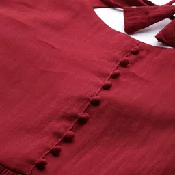 Varanga Women Maroon & Gold-Toned Anarkali Kurta With Dupatta image 2