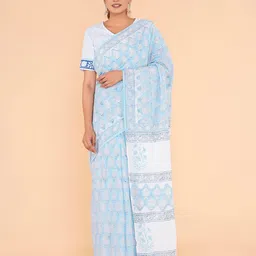 shivanya  handicrafts ShivanyaHandicrafts Floral Pure Cotton Block Print Saree-picture-19