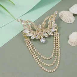 I Jewels Gold Plated Artificial Stones Studded And Beaded Brooch-picture-21