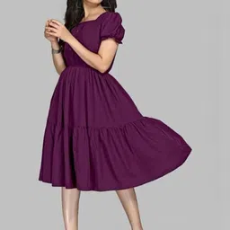 Maheshwar Puff Sleeve Fit & Flare Midi Dress image 2