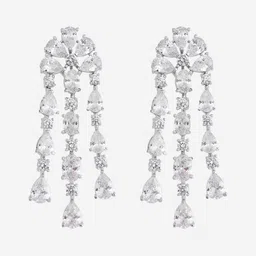 Kushal's Fashion Jewellery White Rhodium-Plated CZ Studded Party Jewellery Set image 2