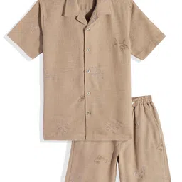 CAVIO Boys Self Design Pure Cotton Shirt with Shorts-picture-10