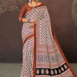 all about you Ethnic Motifs Block Print Saree-picture-26