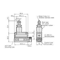 Azbil Compact Horizonal Limit Switch 11.8 N Boot Seal Roller Plunger-No Resin Filling 5 m Cable Length, SL1-BAG5 image 2