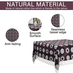 Kuber Industries Purple & White Geometric Printed Waterproof 4-Seater Square Table Cover image 5