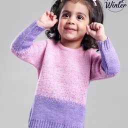 Babyoye Full Sleeves Fine Knit Cotton Pullovers - Pink-image-3
