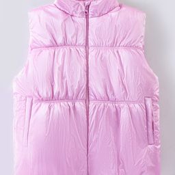 Little Kangaroos Woven Sleeveless Solid Droop Shoulder Quilted Jacket - Pink-picture-3