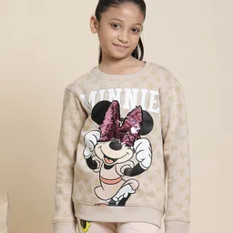 Kidsville Mickey & Friends Featuring Full Sleeves Minnie Mouse Printed Sweatshirt - Brown-picture-32