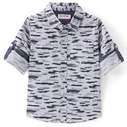 Babyhug Cotton Woven Full SleevesRegular Collar Printed Shirt - Grey-picture-27