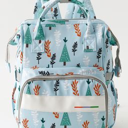 fab n funky Multi-storage Diaper Backpack with Trees Print Travel Friendly - Blue-picture-21