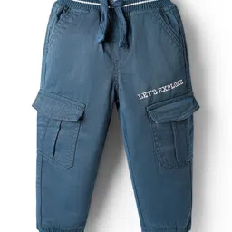 Babyhug Twill Woven Full Length Trouser Pant With Text Embriodery - Navy Blue-picture-22