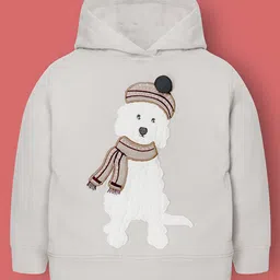 Cherry Crumble By Nitt Hyman Knit Full Sleeves Cute Dog Patch Embroidered Hoodie - Grey-picture-37