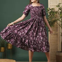 STARWORD Women Floral Printed Fit & Flare Dress-picture-17
