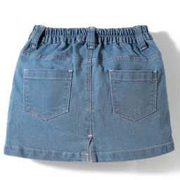Babyhug Mid Thigh Denim Washed Skorts With Stretch - Light Blue image 2