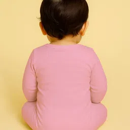 The Peppy Tend 100% Cotton Knit Full Sleeves Drama Queen Text & Baby Unicorn Printed Romper - Pink image 3