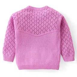 Babyhug Cotton Knit Full Sleeves Pullover Sweater Set With Cable Knit Design & Cap - Mauve image 3