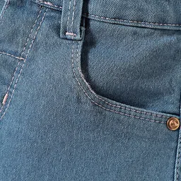 Babyhug Mid Thigh Denim Washed Skorts With Stretch - Light Blue image 3