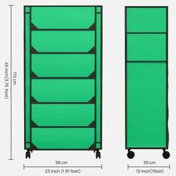 Fabura 6 Layers Shoe Rack With Wheels In Green Color image 3