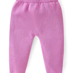Babyhug Cotton Knit Full Sleeves Pullover Sweater Set With Cable Knit Design & Cap - Mauve image 4