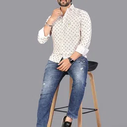 ISUEL FAB Printed Slim Fit Spread Collar Cotton Casual Shirt image 4
