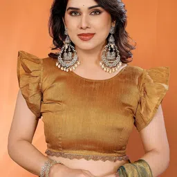 Moda Rapido Green Tissue Embellished Sarees image 4