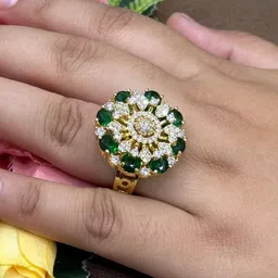 VANSHIKA JEWELS Women Green Brass American Diamond Finger Ring-picture-30