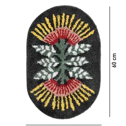 Myntra Elegant Homes 2Pcs Grey & Yellow Abstract Printed Anti-Skid Doormats image 4