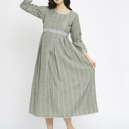 MORDEN MUSE Women Paisley Embroidered Thread Work Summer Sheers Maternity Kurta-image-31