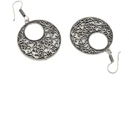 Anouk German Silver Plated Oxidised Circular Drop Earrings image 2