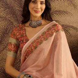 Sangria Kalamkari Printed Patola Saree With Unstitched Blouse Piece image 2