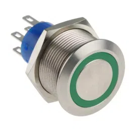 RS PRO Illuminated Push Button Switch Panel Mount 22.2 mm Cutout DPDT Green LED 250 V AC, 1759254-picture-24