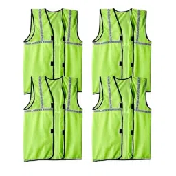 Rahul Professionals 25.4 mm (1 Inch) Reflective Polyster Fabric 60 GSM Hook & Pull Closer Green Safety Jacket Free Size (Pack of 4)-picture-30