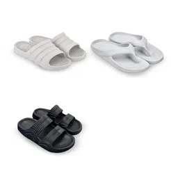 Feel alive Men Set Of 3 Self Design EVA Casual Sliders Flip Flops-picture-39