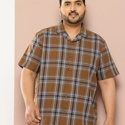Thomas Scott Plus Size Windowpane Checks Casual Shirt-picture-4