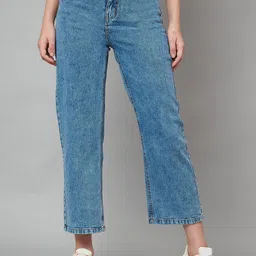 Zaahii Women Wide Leg High-Rise Low Distress Jeans-picture-41